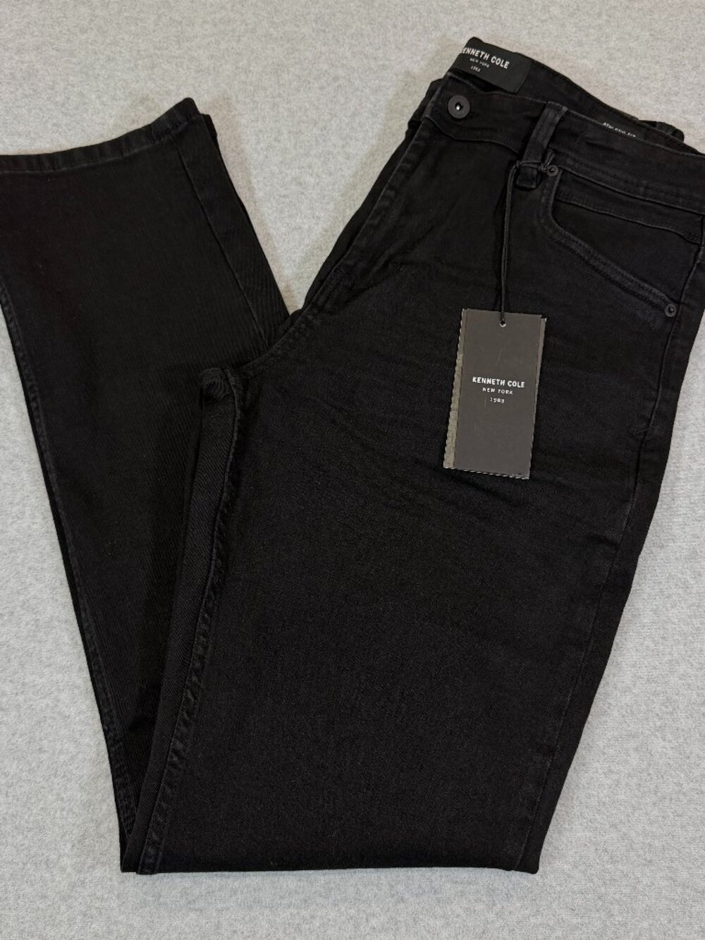 Kenneth Cole Mens Athletic Fit Number 1 Black Stretch Denim Jeans 34x32 NWT